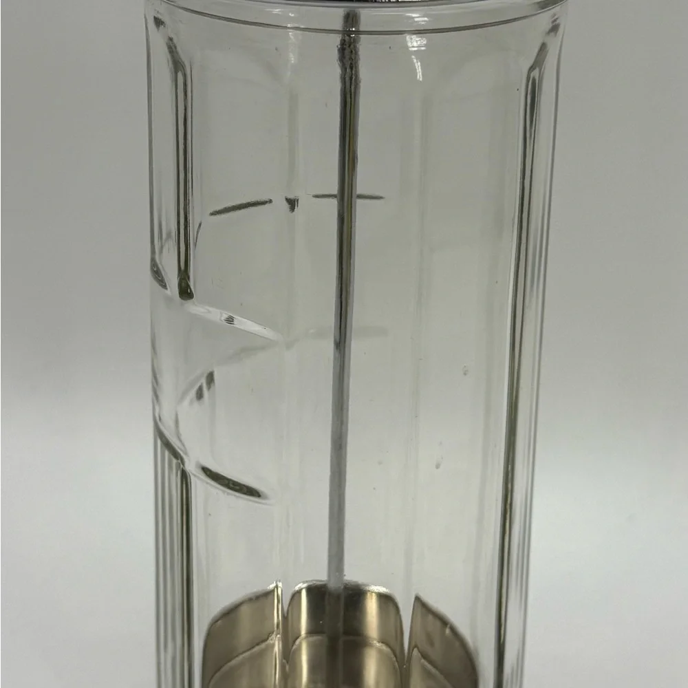 Straw Dispenser 11 Inch Vintage Heavy TableCraft Paneled‎ Clear Glass Metal Lift